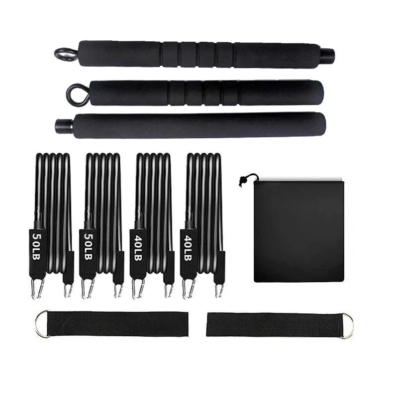 Yoga Fitness Adjustable Pilates Bar Kit TPE Material Bag Packaging 3-Section Detachable