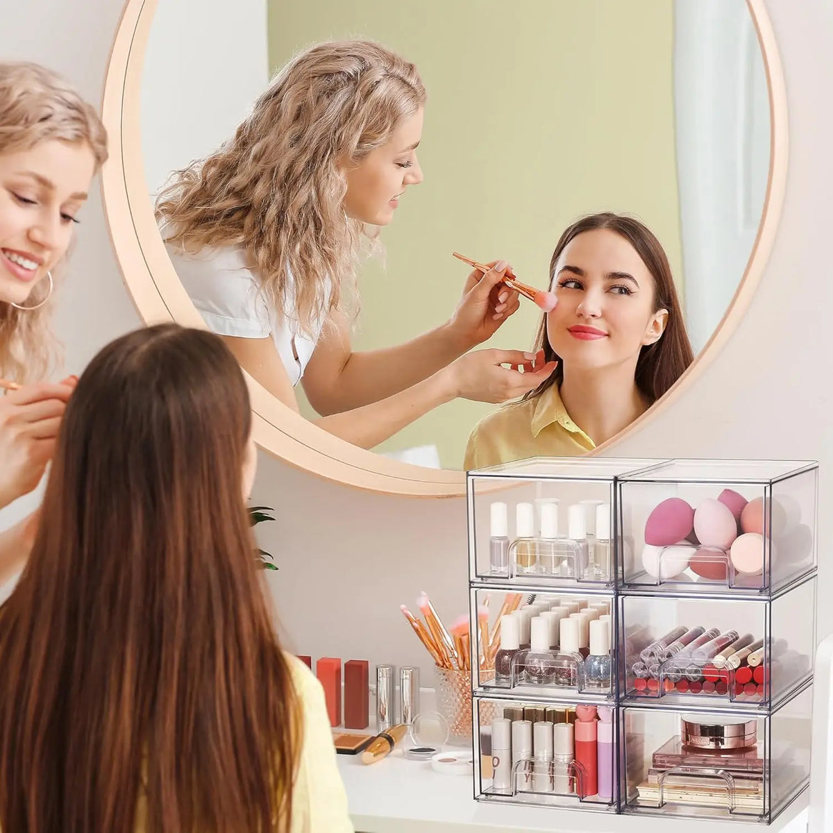 4-Piece 4.4' Tall Clear Acrylic Storage Drawers Stackable Makeup Organizer for Bathroom