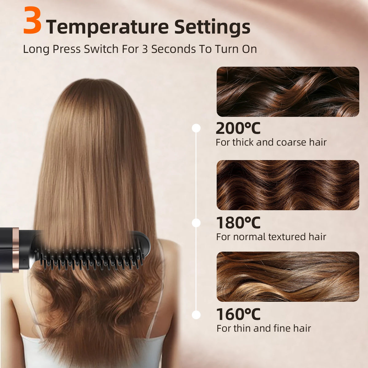 Professional Hair Straightener Rechargeable Fast Heater Beard Straightening Comb Electric