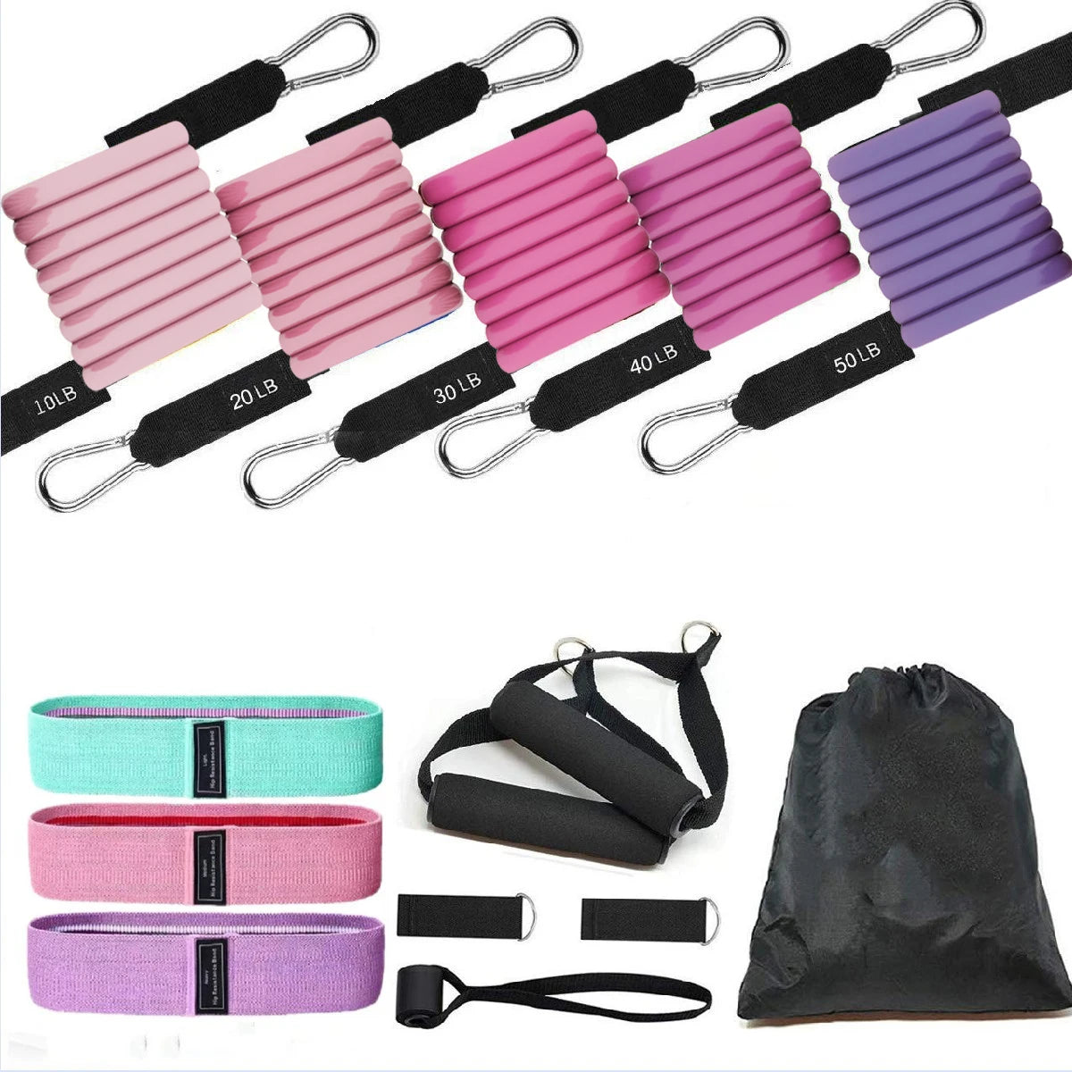 Yongsheng Brand Gym Resistance Bands Loop Set 11pcs TPE Exercise Bands Handles Jump Rope