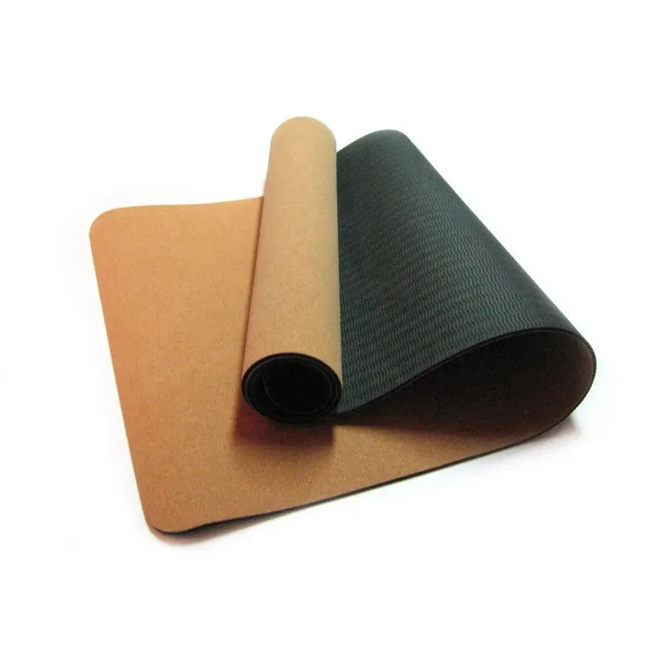 Non Slip Cork Yoga Mat Custom Organic Eco Friendly Thick Yoga Mat Tpe Natural Cork Rubber