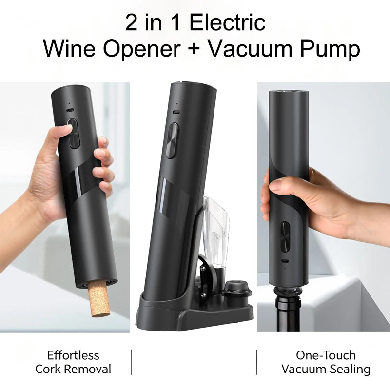 Rechargeable Electric Wine Opener + Vacuum Wine Pump 2 in 1 Design Luxury Wine Gift Kit