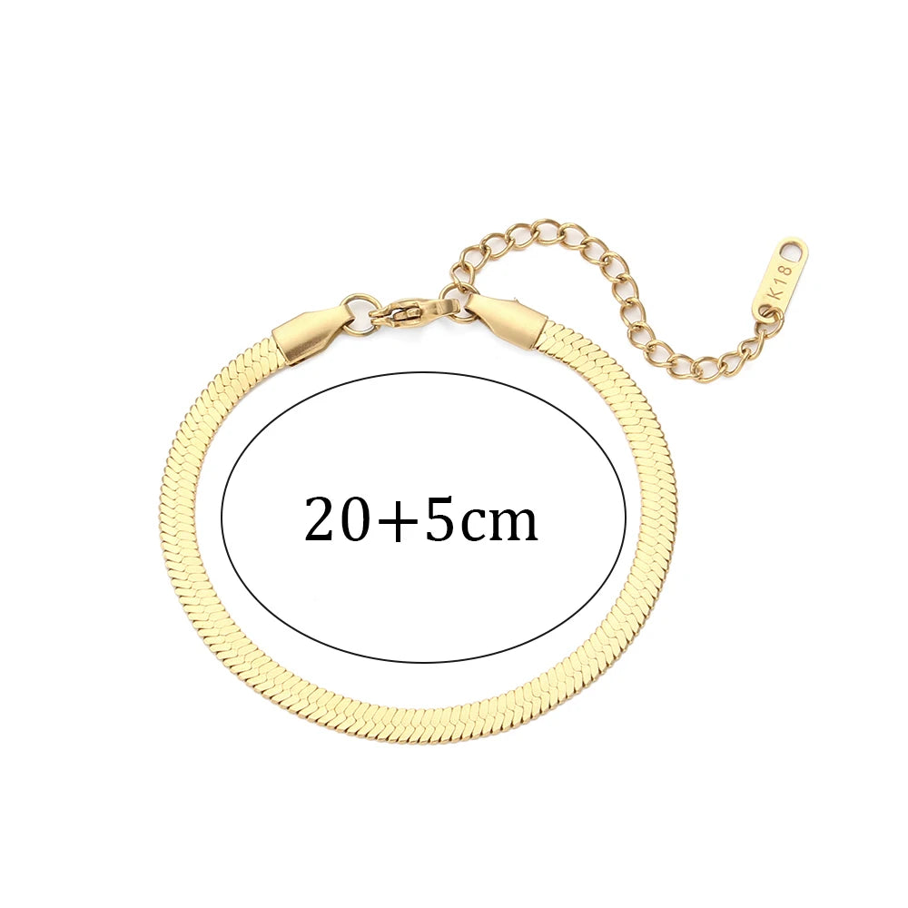 Tarnish Free 18K Gold PVD Plated Jewelry Stainless Steel Herryingbone Chain Necklace