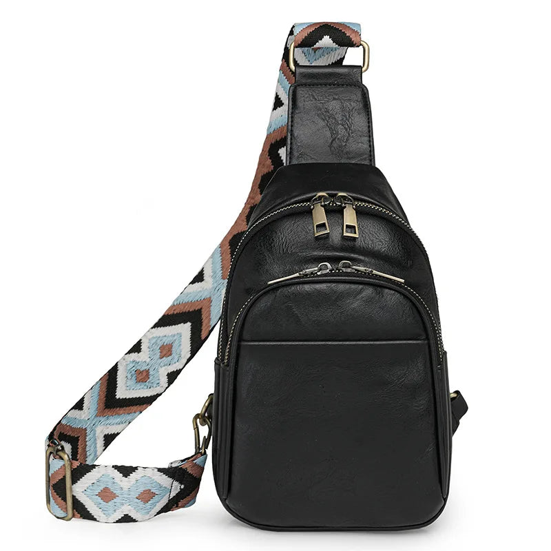 Designer PU Leather Waist Belt Bag Custom Luxury Bags Sling Crossbody Bag with Polyester