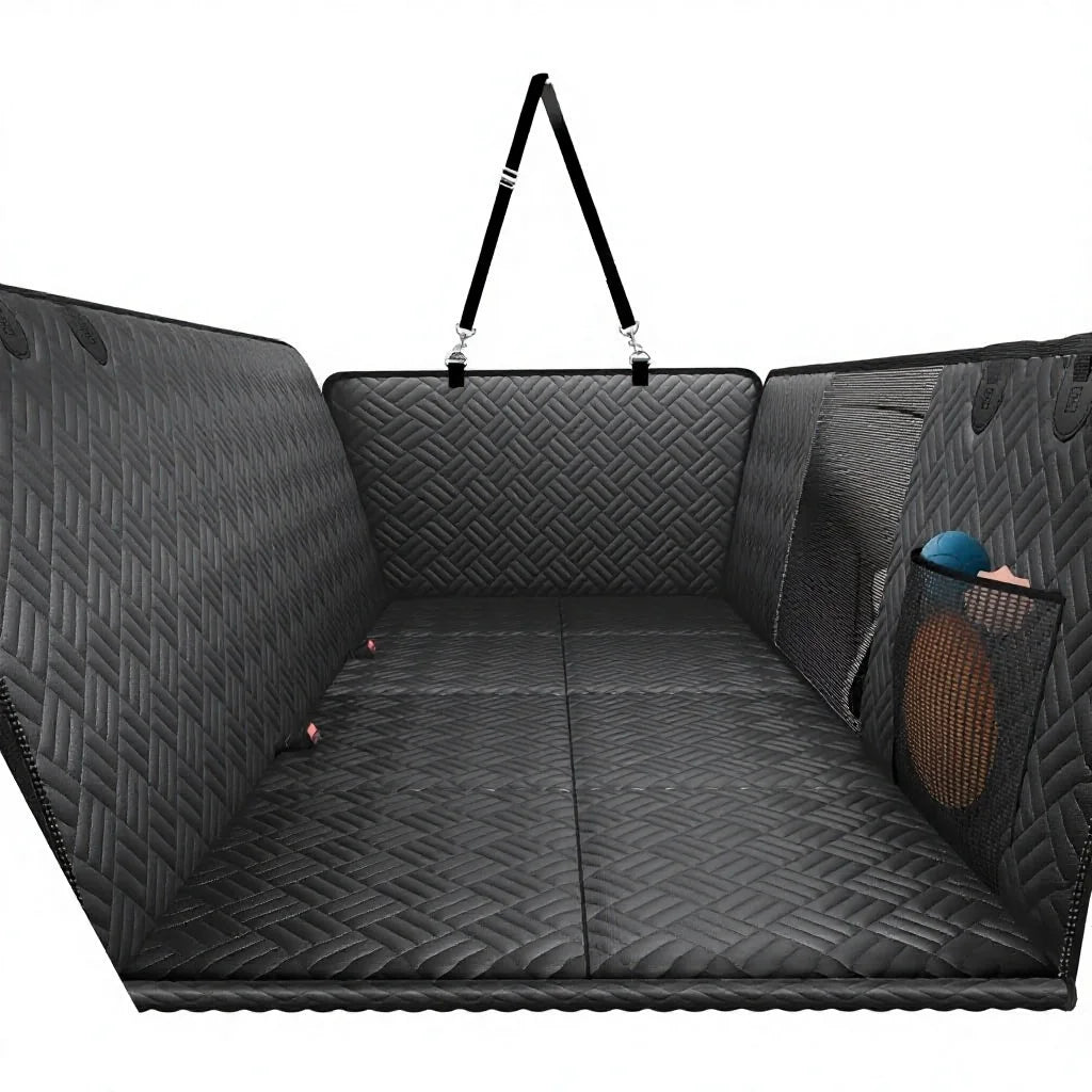 Dog Car Seat Cover for Rear Seat with 8-Piece Bottom Support, Non-Slip