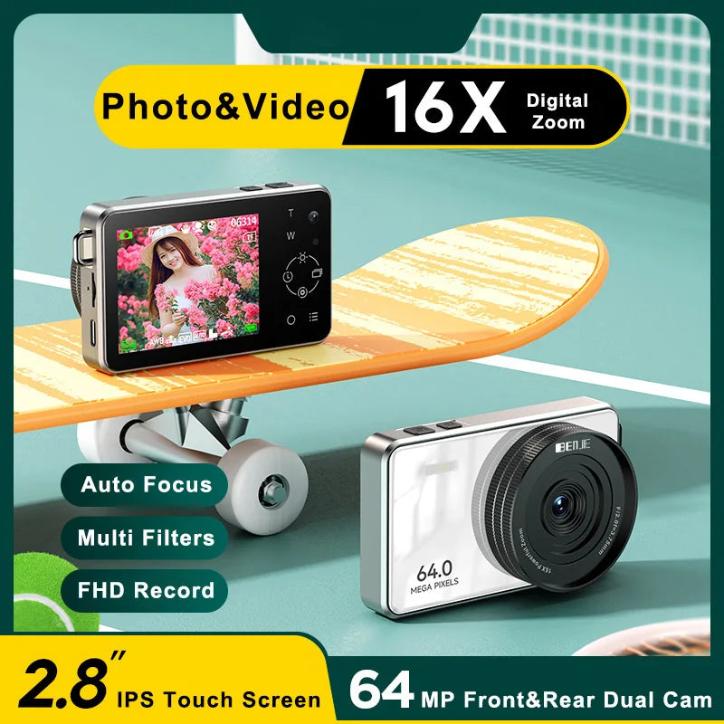 New Popular 2.8 Inch HD Digital Camera for Students Video Camera 2.7K 64MP IPS Screen 16X