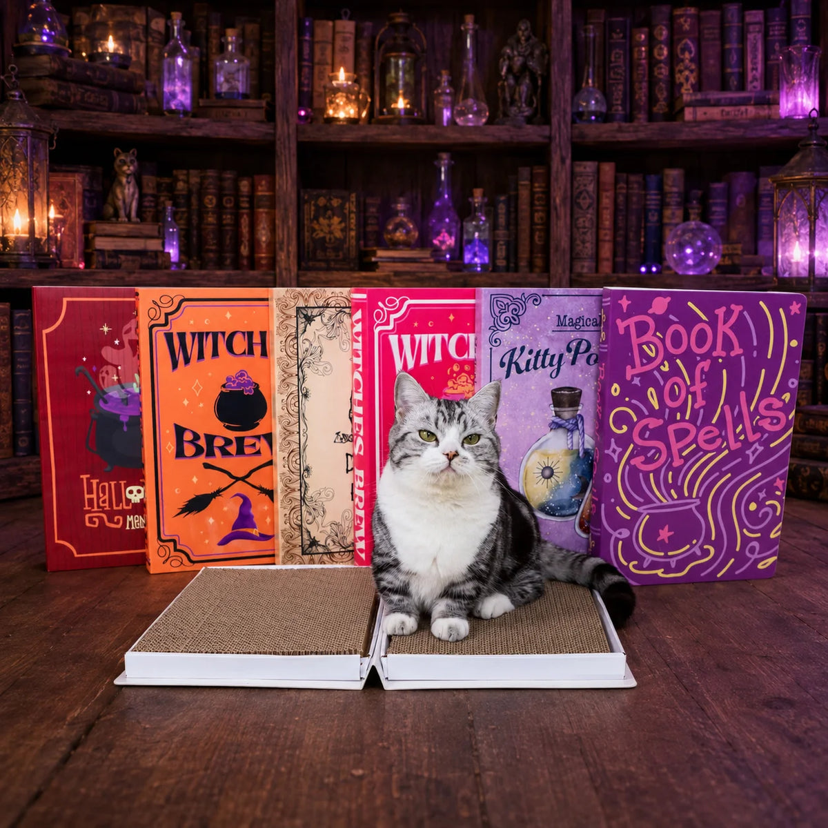 Halloween Magic Book Corrugated Cardboard Cat Scratcher
