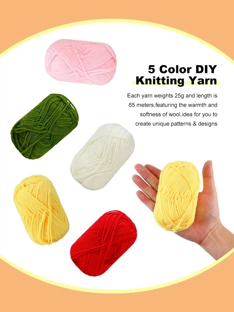 DIY Knitting Kit Customizable Embroidery Flower Animal Crochet Set Beginner Adults Yarn