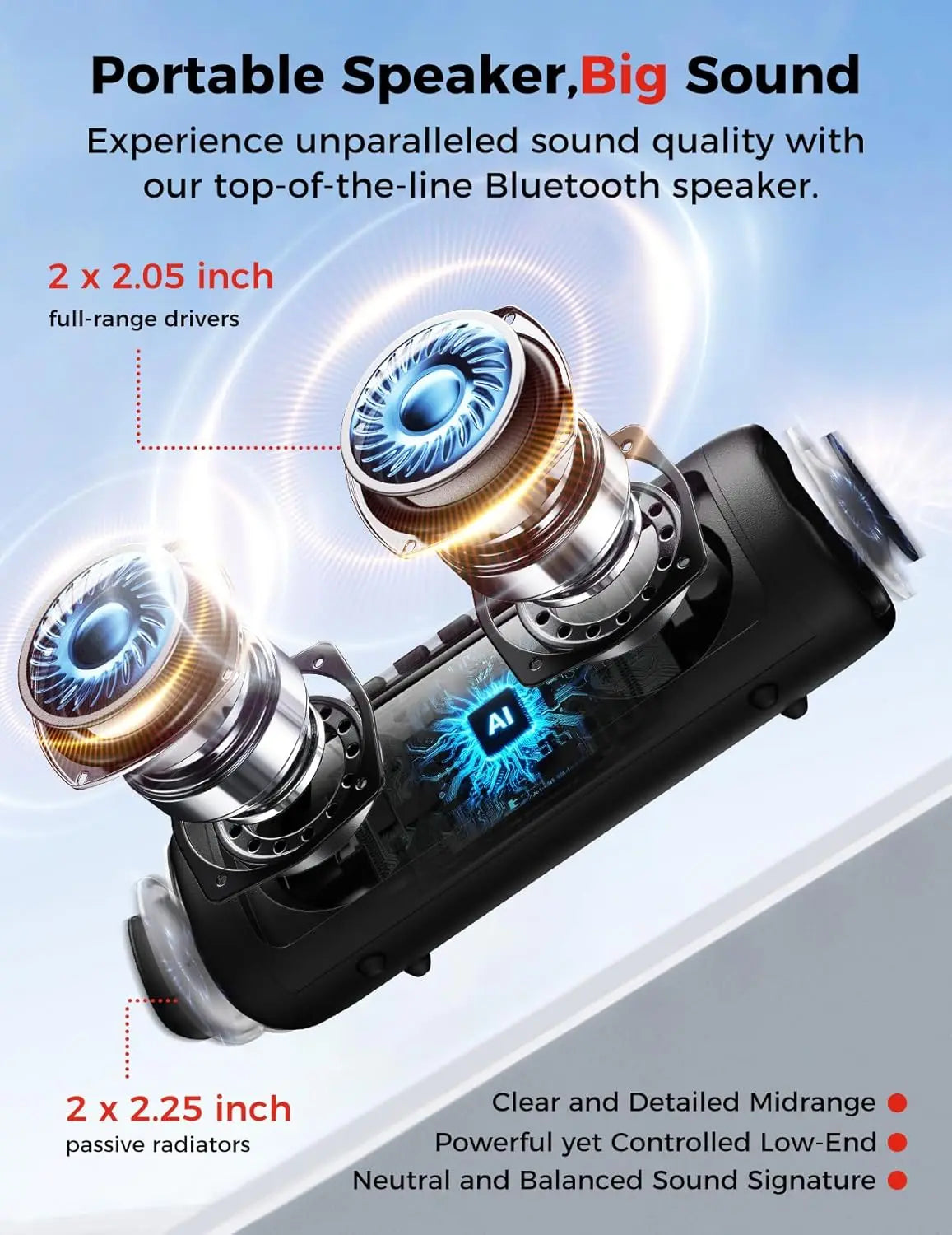 Bluetooths Speaker IPX6 Waterproof Speaker with HD Sound Portable Wireless Speakers