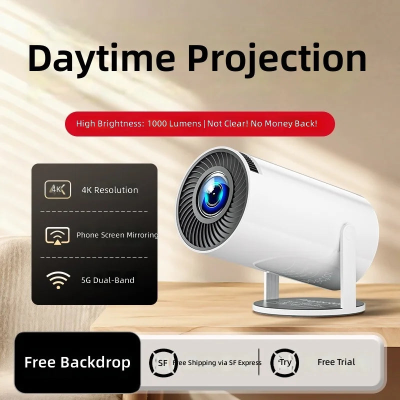 Mini Portable Projector for Home Theater & Travel, HD Wireless Screen Mirroring with Big