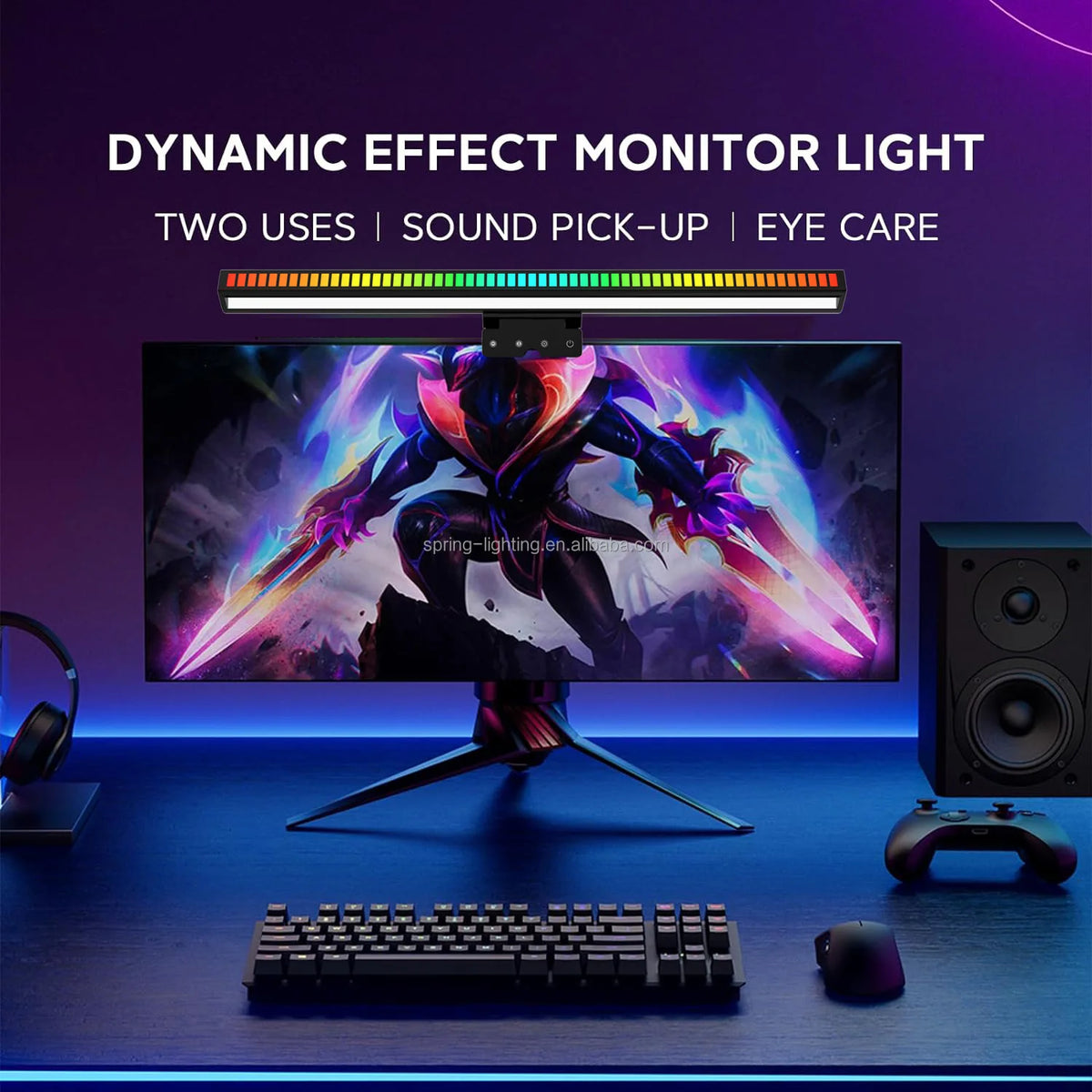 Music Sync USB WiFi LED Monitor Light Bar RGBIC Computer Gaming Atmosphere Light Black