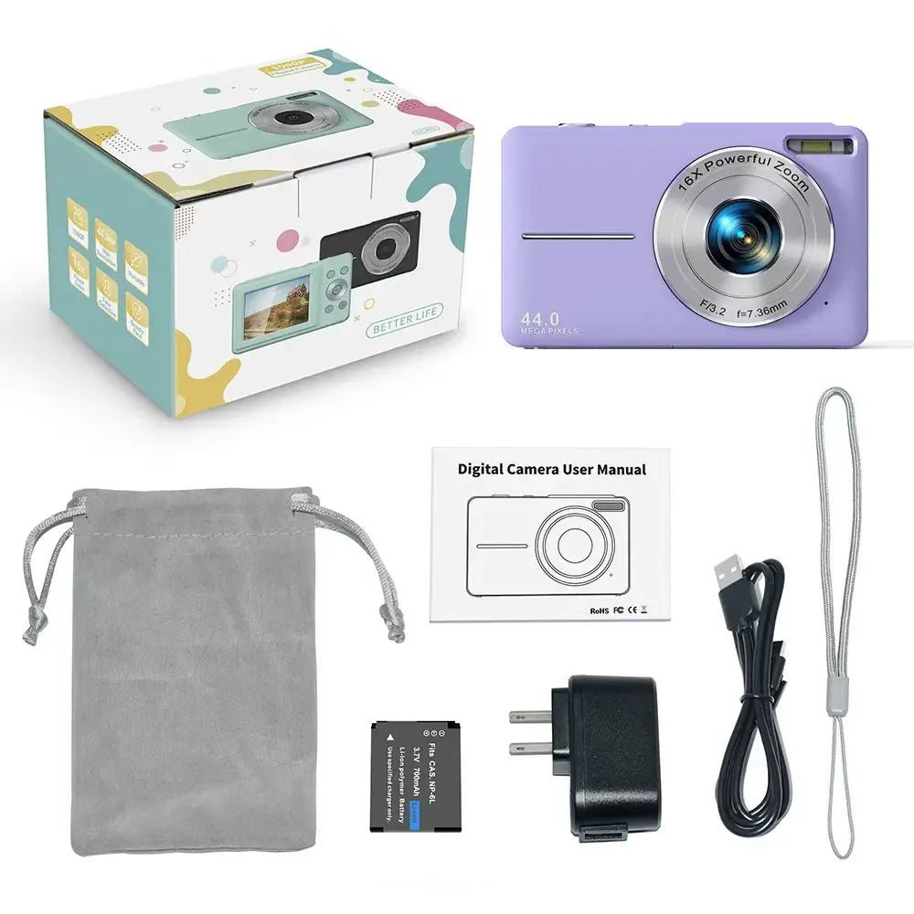 32GB Kids Mini FHD Full HD Digital Camera Face Detection Retro Pink Children'S