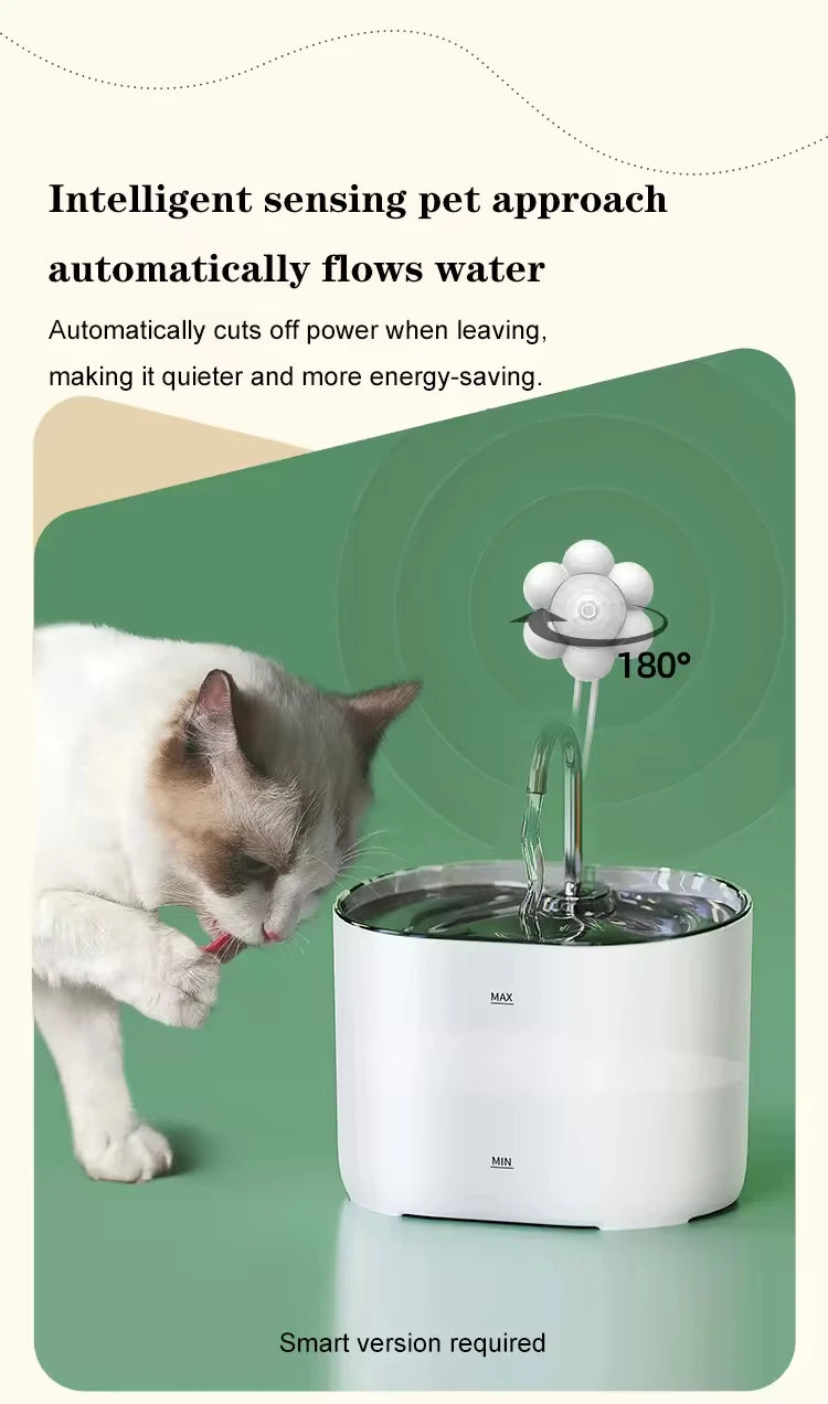 Stainless Steel Automatic Detachable Rounded Pet Water Fountain for Dogs and Cats 2.2L