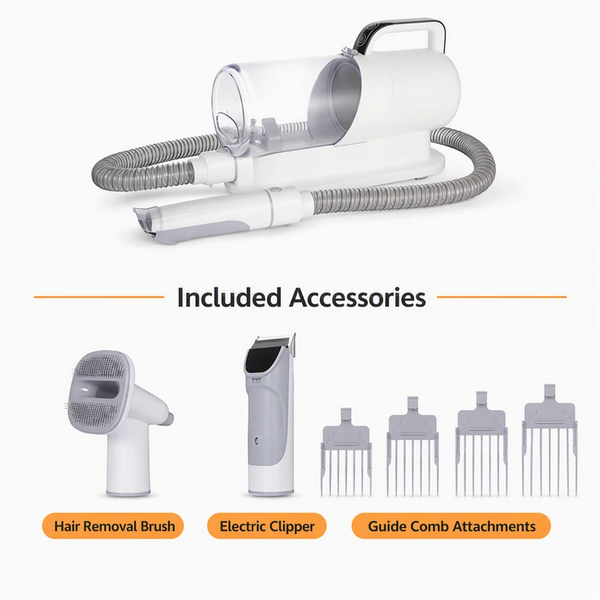 7-in-1 Multi-Functional Pet Grooming Kit & Vacuum 1.4m Hose 2L Detachable Dust Cup Dog