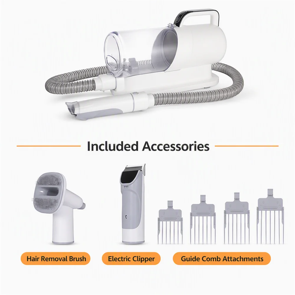7-in-1 Multi-Functional Pet Grooming Kit & Vacuum 1.4m Hose 2L Detachable Dust Cup Dog