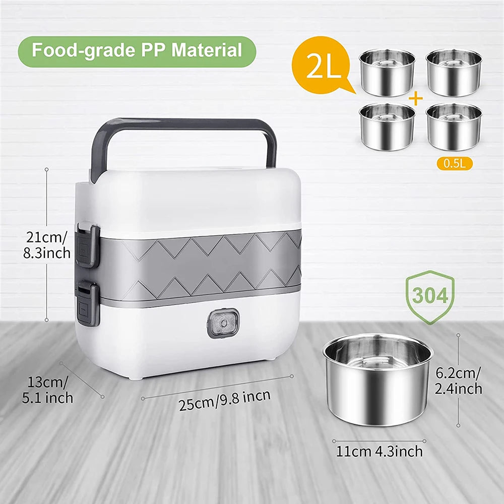 Electric Lunch Box Double Plug Stainless Steel Electric Heating Lunch Box Cold And Hot