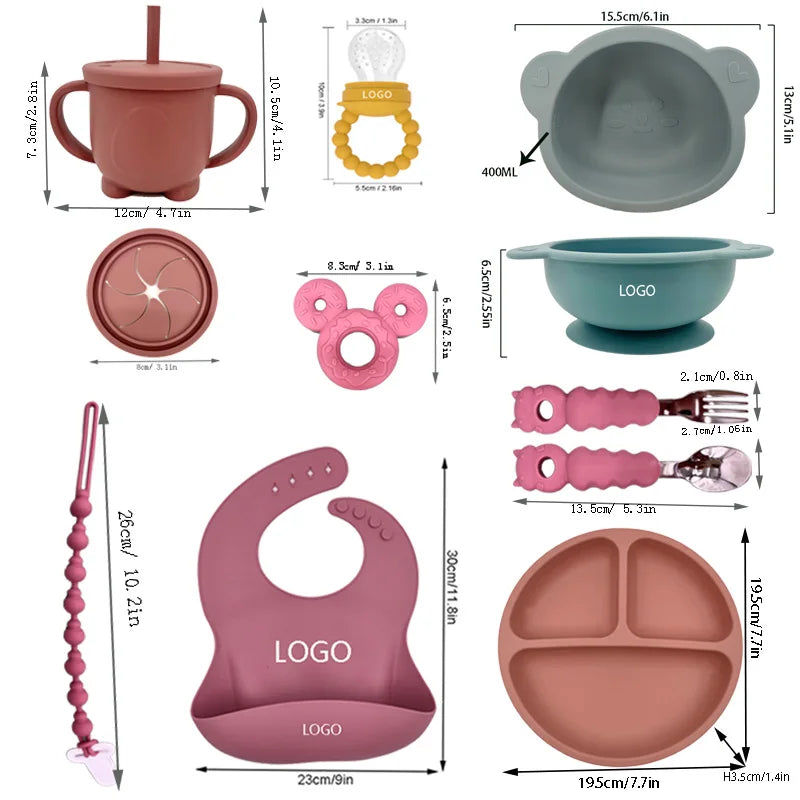 Baby Products Silicone Baby Feeding Set Food Grade BPA Free Silicone Dinnerware Baby Set