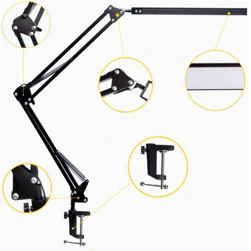 12W Folding Desk Lamps 3 Color Temperature 10-Level Dimming Led Nail Desk Lamp With Clamp