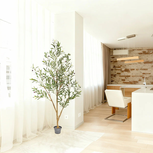 Artificial Olive Topiary Tree for Indoor Decor, Faux Green Plant