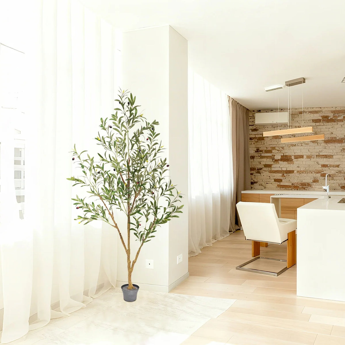 Artificial Olive Topiary Tree for Indoor Decor, Faux Green Plant
