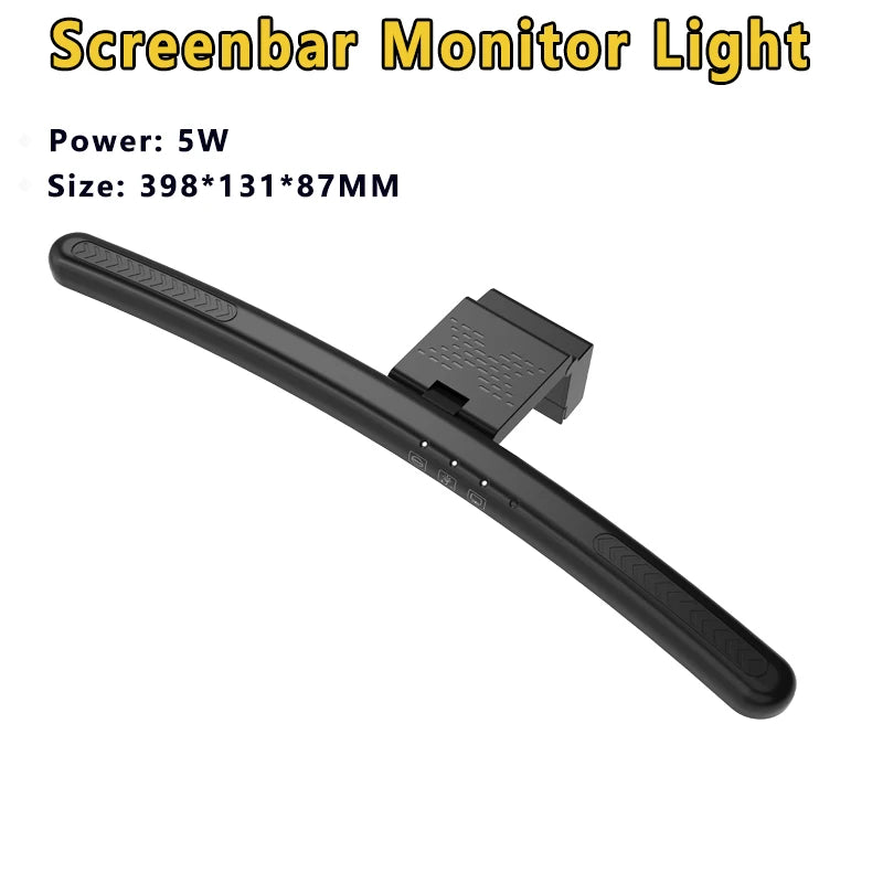 Curved Screenbar Monitor Light Touch Control White 3-Mode 7 Backlight Office Gaming USB