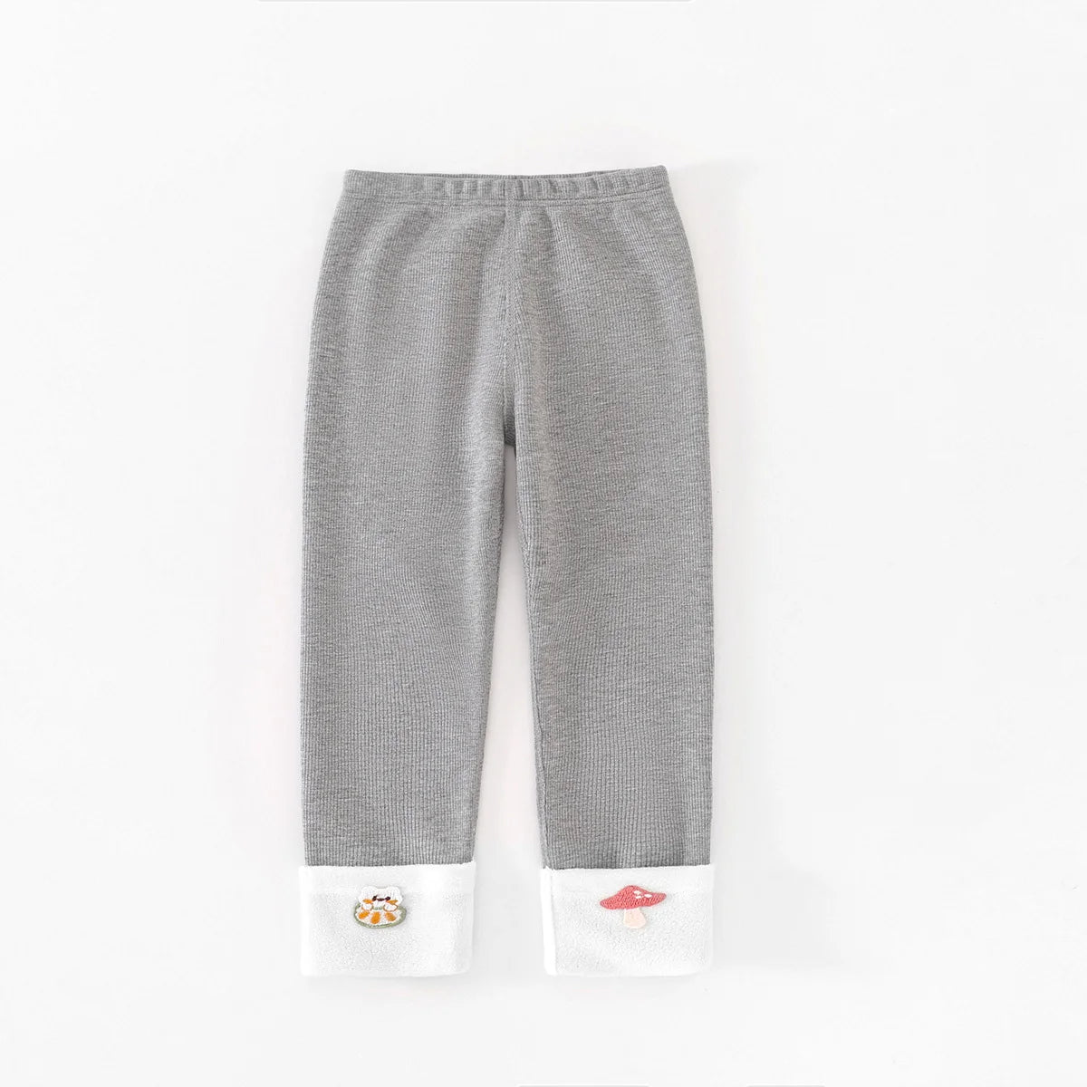 Stylish Cute Girls' Autumn/Winter Fleece-Lined Elastic Waist Leggings & Solid Color Kids'