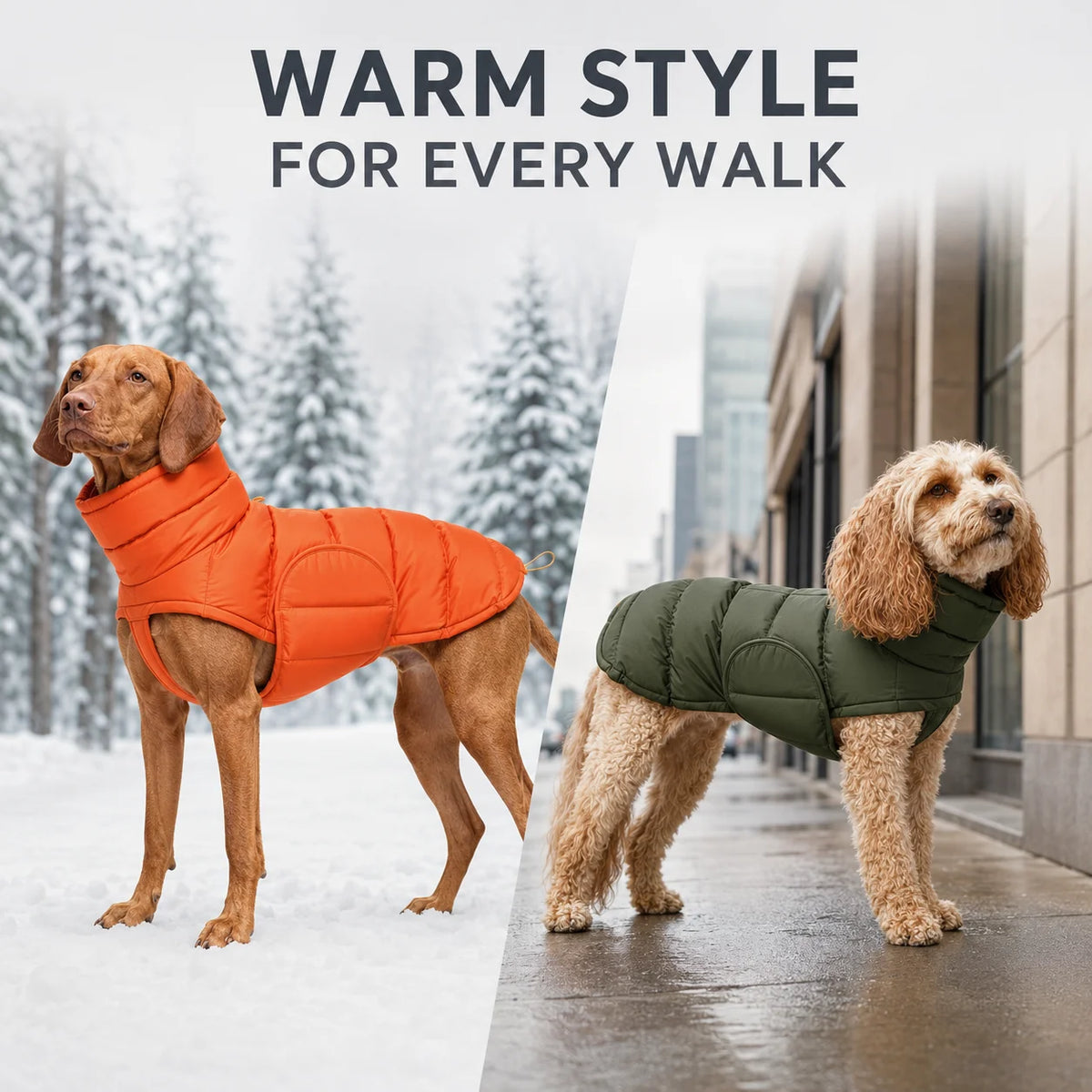 Waterproof Warm Quilted Outdoor Pet Jacket Adjustable Drawstring Winter Puppy Clothes Dog