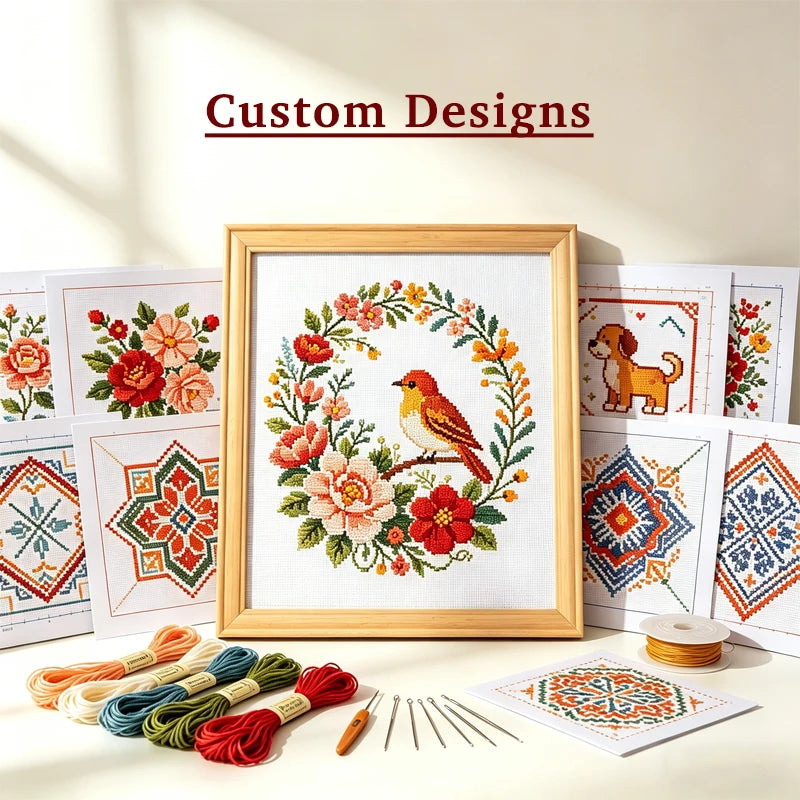 DIY Printed Cross Stitch Kits Decorating Christmas Tree Angel Needlepoint Embroidery Sets