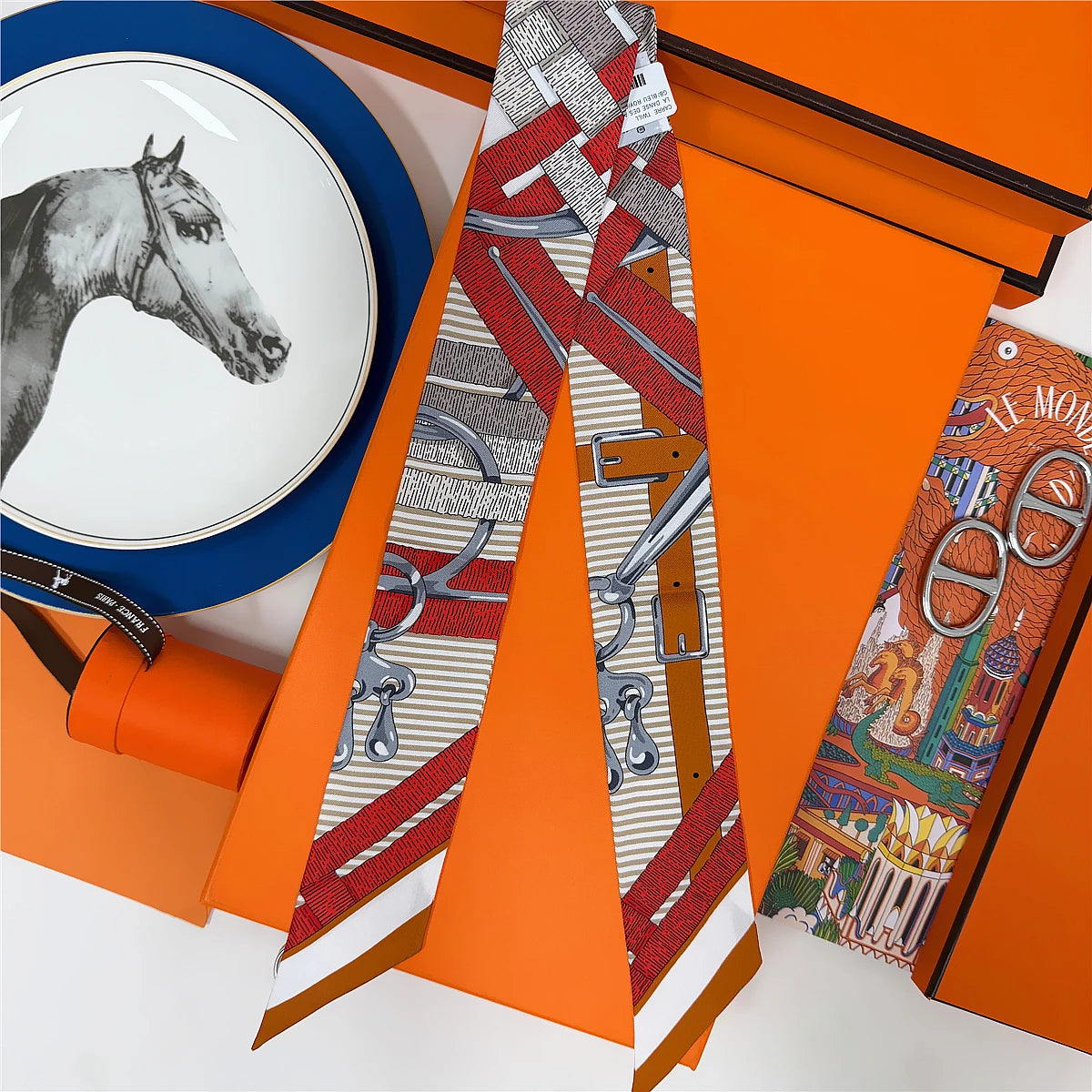 5*86 Cm Neck 100% Silk Scarf Custom Printing Scarves Designer Head Bag Women Stylish