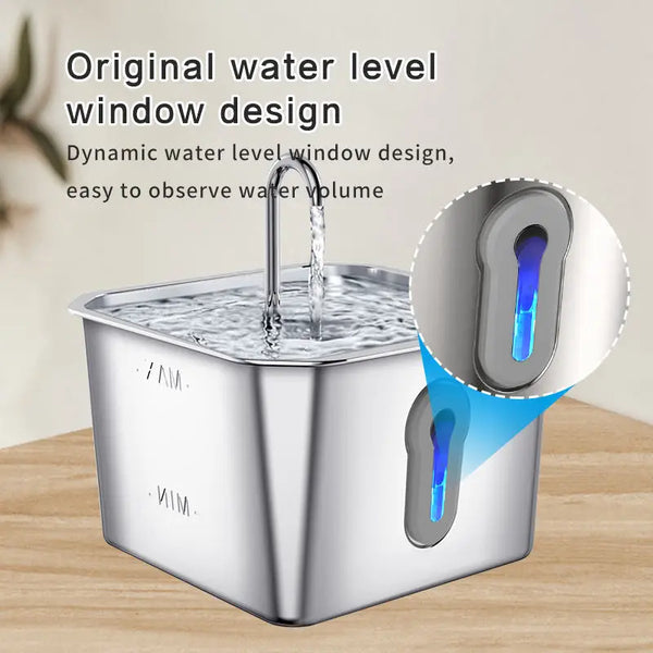 Wireless Modern Solid Cat Water Fountain 6L 142oz Stainless Steel Quiet Smart Drinking