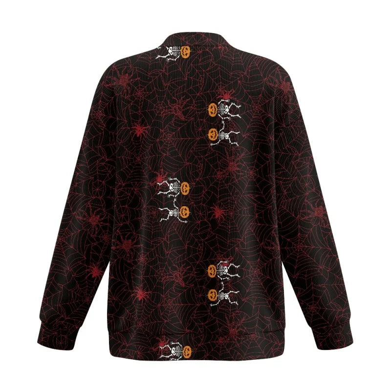 Women'S Breathable Thin Polyester Knit Cardigan Personalized Autumn Halloween Skeleton