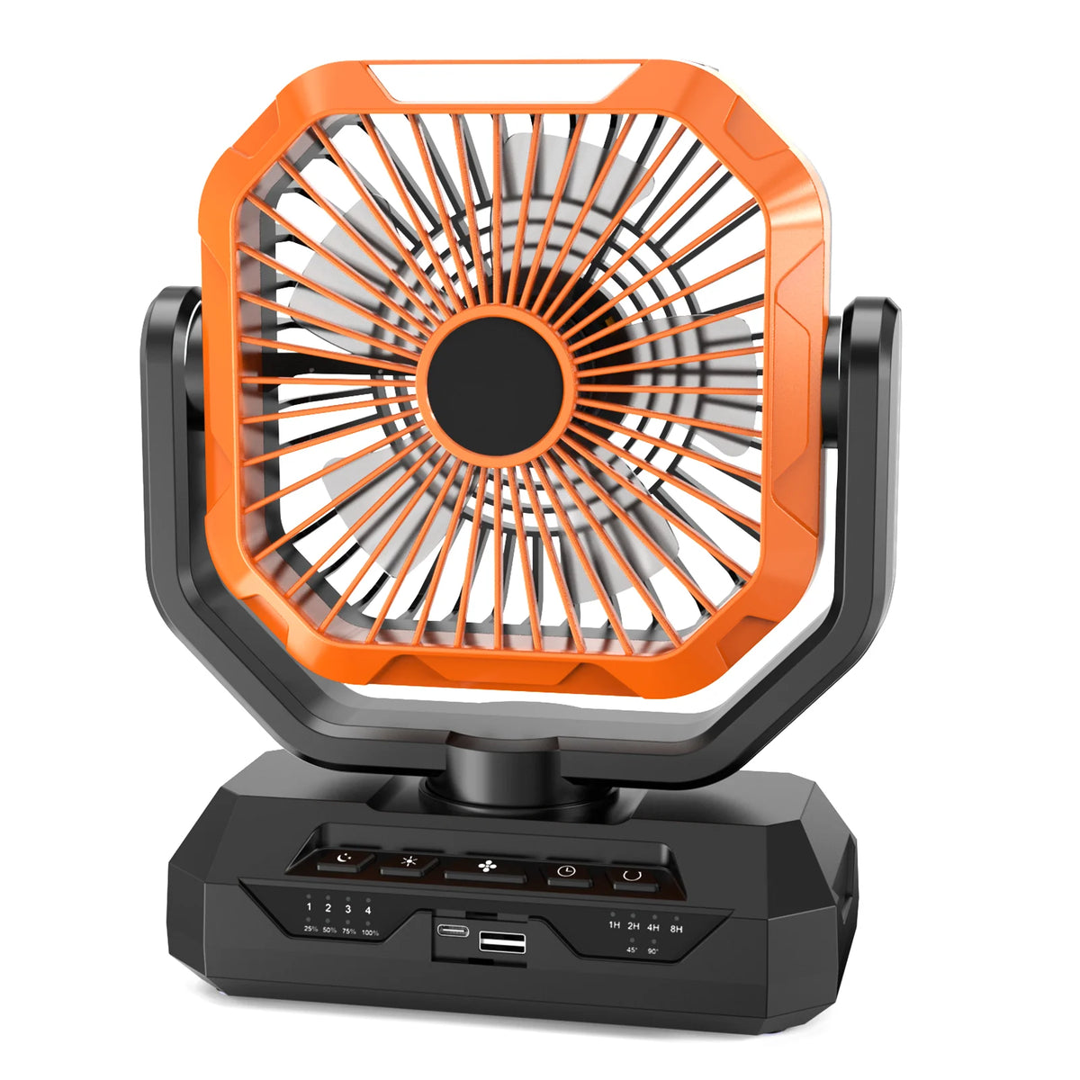 Portable Rechargeable Camping Fan With USB-C Charging Port 4-Speed Oscillating Brushless