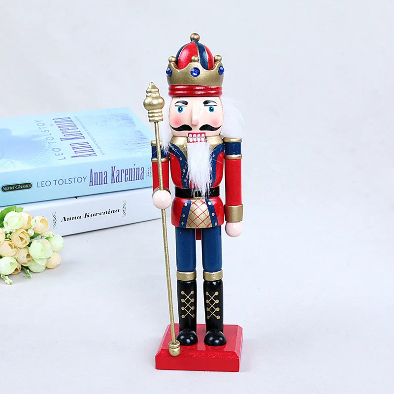Handmade Traditional Wood Christmas Nutcracker King Soldier Doll Three-Piece Small UV