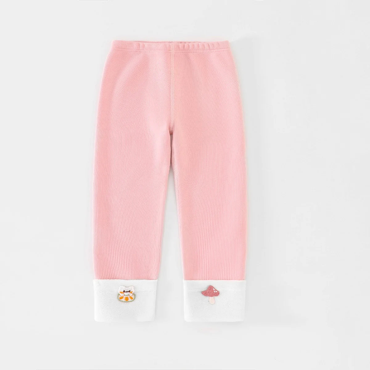 Stylish Cute Girls' Autumn/Winter Fleece-Lined Elastic Waist Leggings & Solid Color Kids'