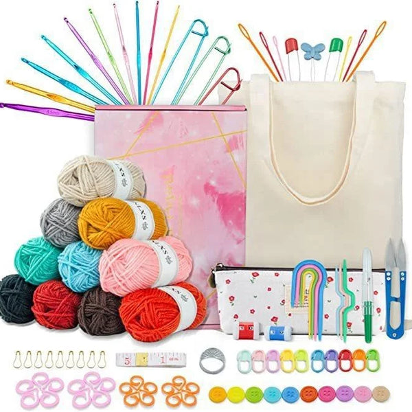 73 Piece Crochet Tools Kits Various Yarn Balls Needles Accessories Yarn Set Crochet Kit