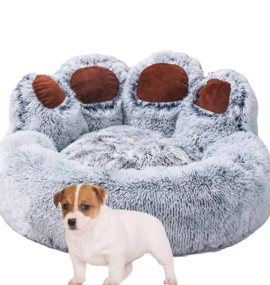 Large Eco-Friendly Faux Fur Donut Dog Bed Modern Soft Customized Calming Fluffy Plush