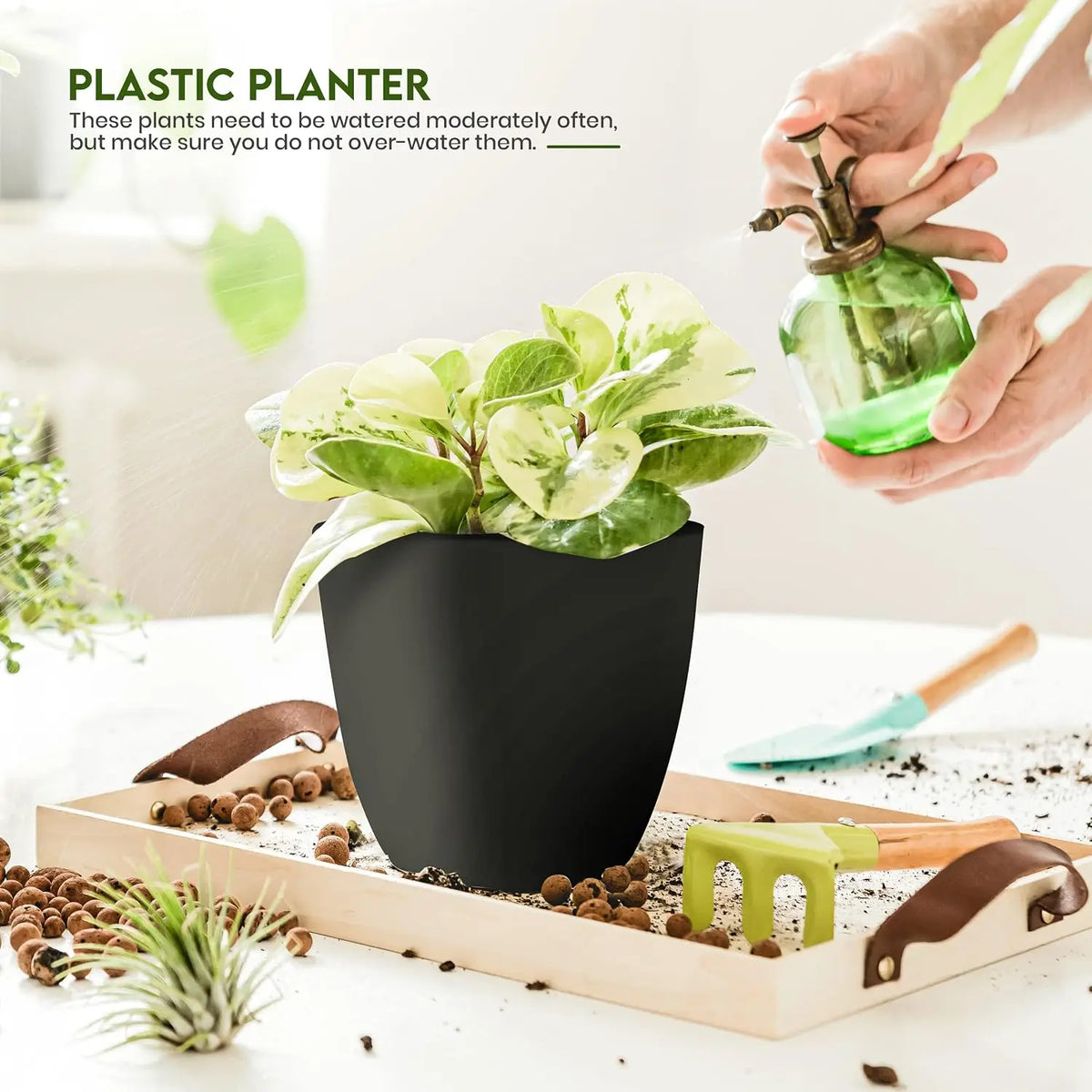 5 Pack Eco-Friendly Durable Self-Watering Plastic Flower Pots Drainage Holes
