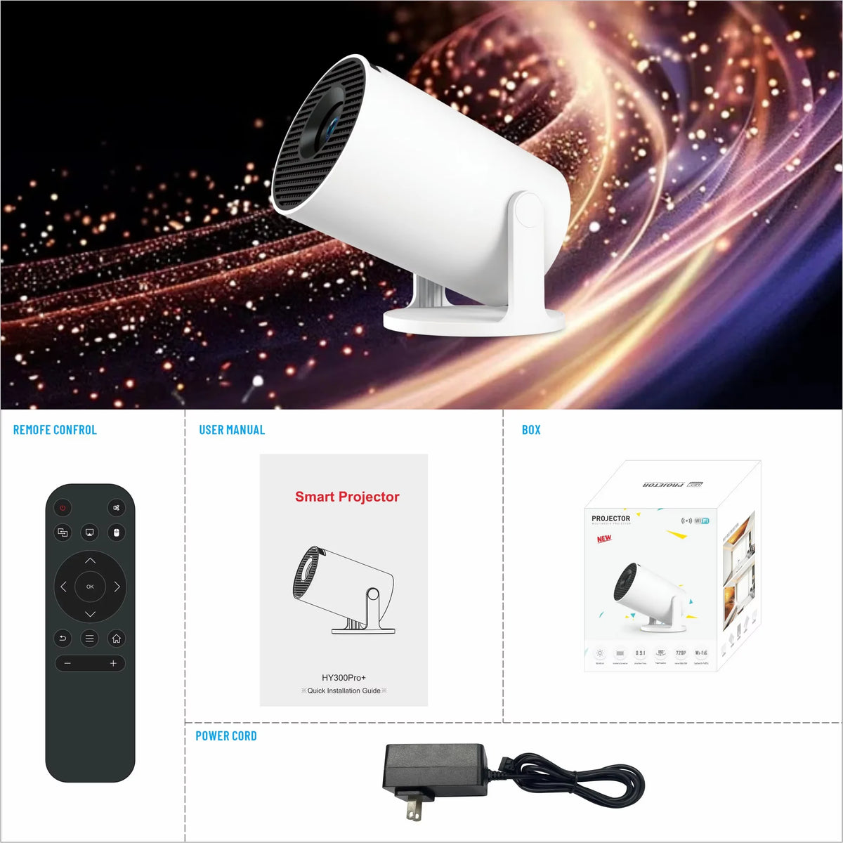 Led Video Hy300Mini Smart Projector Portable Mini Projector Mobile Phone Wireless