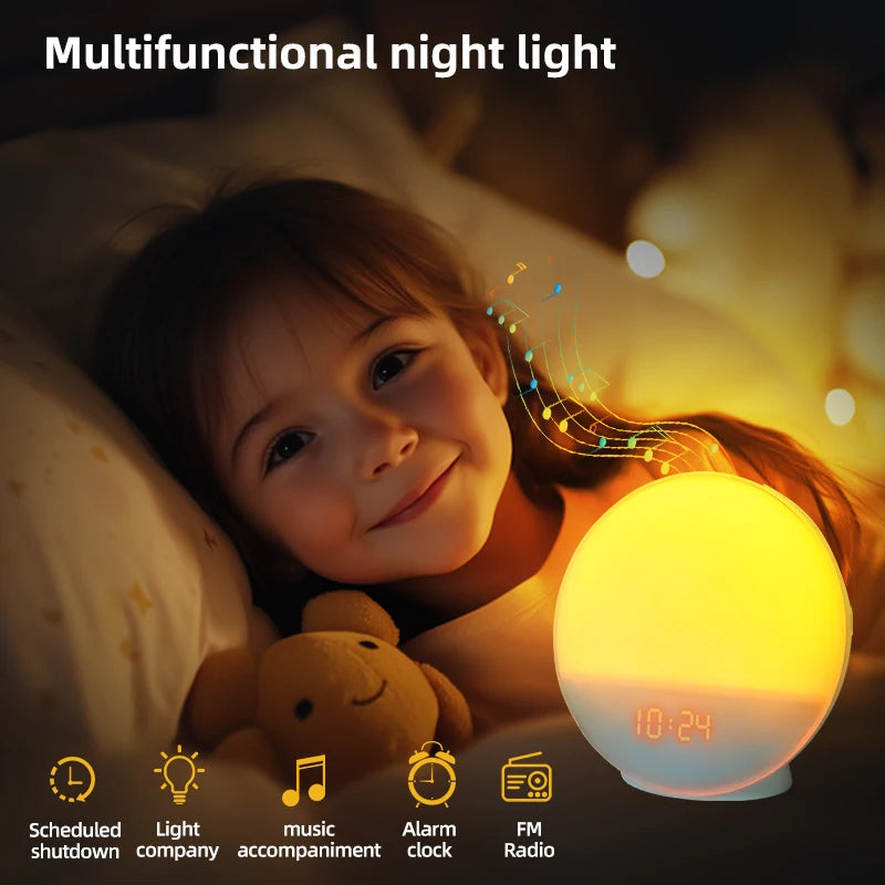 Sunrise Alarm Clock RGB Night Light Bedroom Decor Wake-Up Light Novelty Body Touch Switch