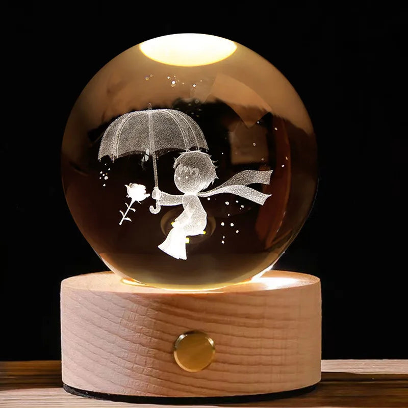 Luminous Crystal Ball Star Touch Rechargeable Nightlight Ornaments Birthday Gift Girls