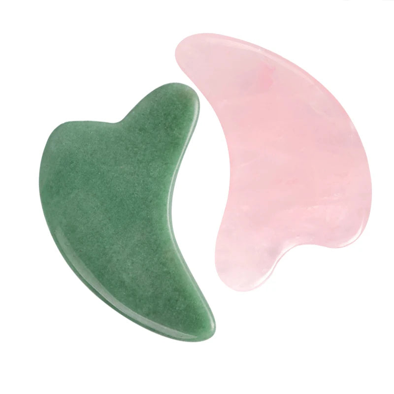 Jade Roller and Gua Sha Kit for Facial Massage, Pink or Green Stone