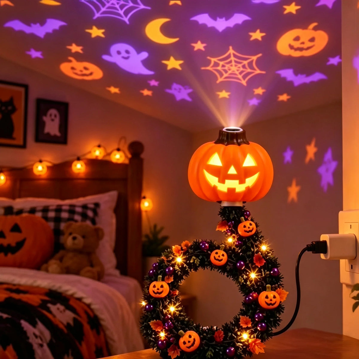 Modern Christmas Halloween LED Lamp Festive Interchangeable Bedroom Kids Room Projection