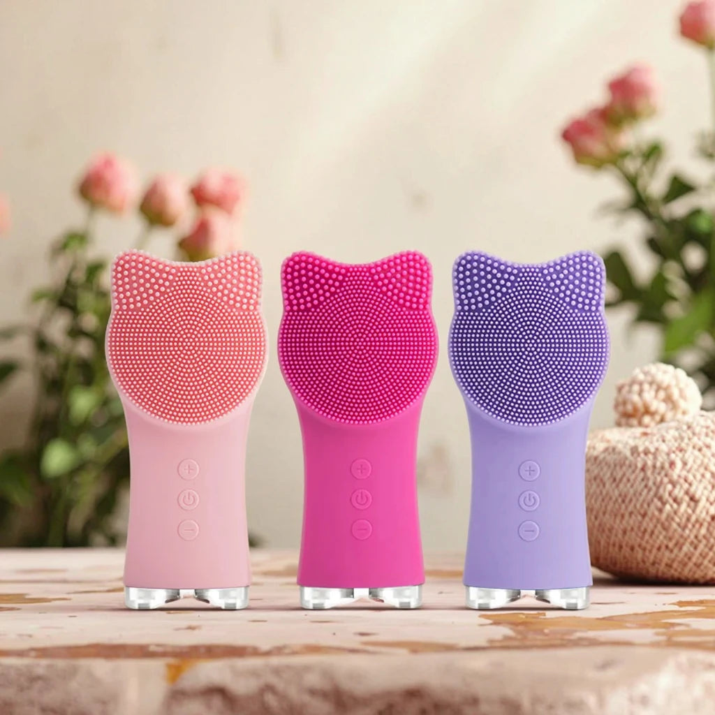 Gentle Silicone Electric Face Massage Brush for Daily Skincare for Spa & Home Use UK/EU