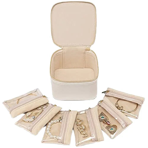 Handmade Craft Portable Travel Jewelry Organizer Box Multifunctional Square Mini Jewelry