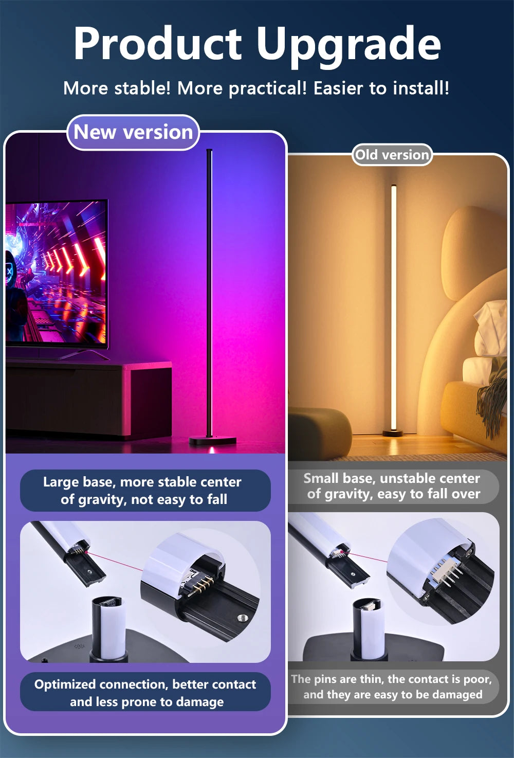 Nordic Standing Smart Led Reading & Floor Lamp Modern Design RGB Corner Floor Lamp Light