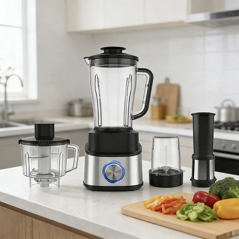 Portable Blender 4-in-1 Smoothies Maker Stainless Steel Blades 1.5L Capacity Food