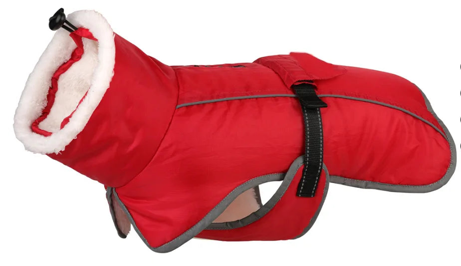 Pet Coat Thickened Dog Winter Coat With Sherpa Collar Waterproof Windproof Jacket Wit