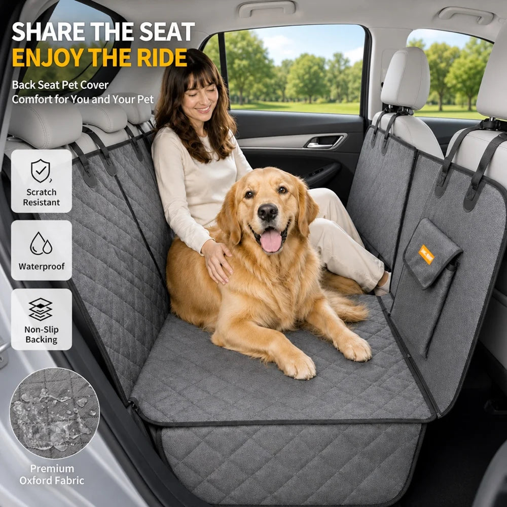 Waterproof Dog Car Seat Cover Back Seat Protector Hammock with Mesh Window