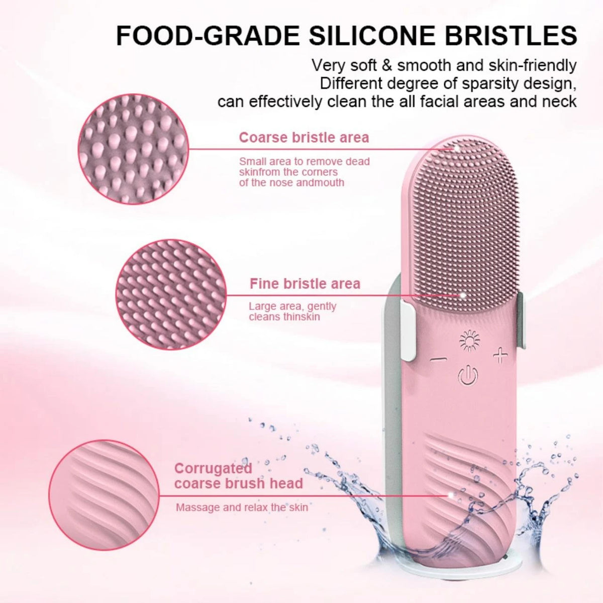 4 in 1 Silicone Facial Cleansing Brush Waterproof USB Rechargeable Electric Pore Cleaner