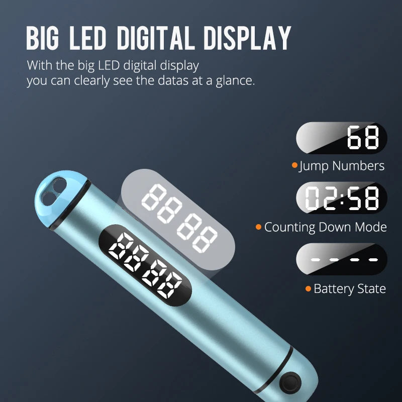Electronic Metal Digital Skipping Rope With Adjustable PVC Wire Cordless Ball Smart Jump